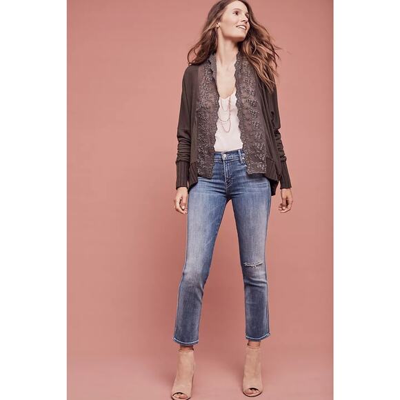 Anthropologie Sweaters - Anthropologie Tiny Womens Olive Green Knit Lace Cardigan Sweater Small